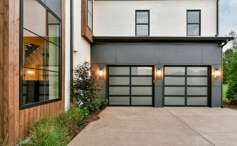 Frosted garage doors on a home