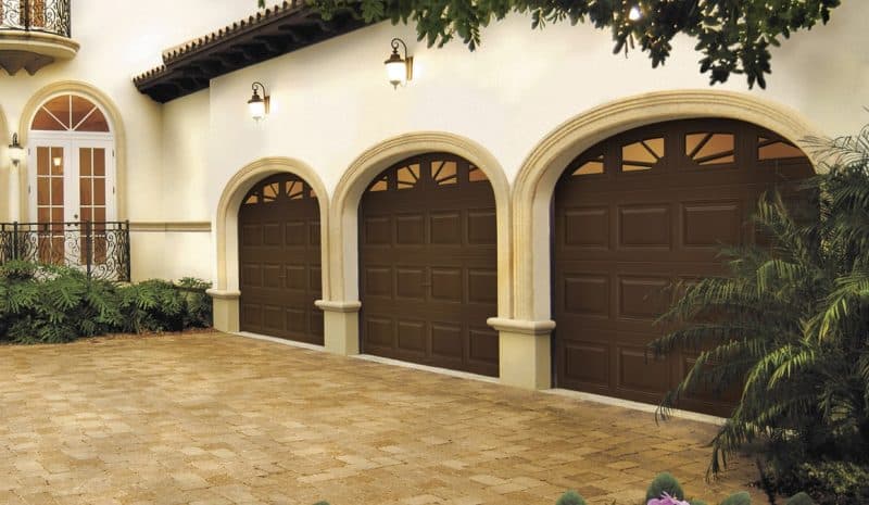 Garage doors with arches around the top